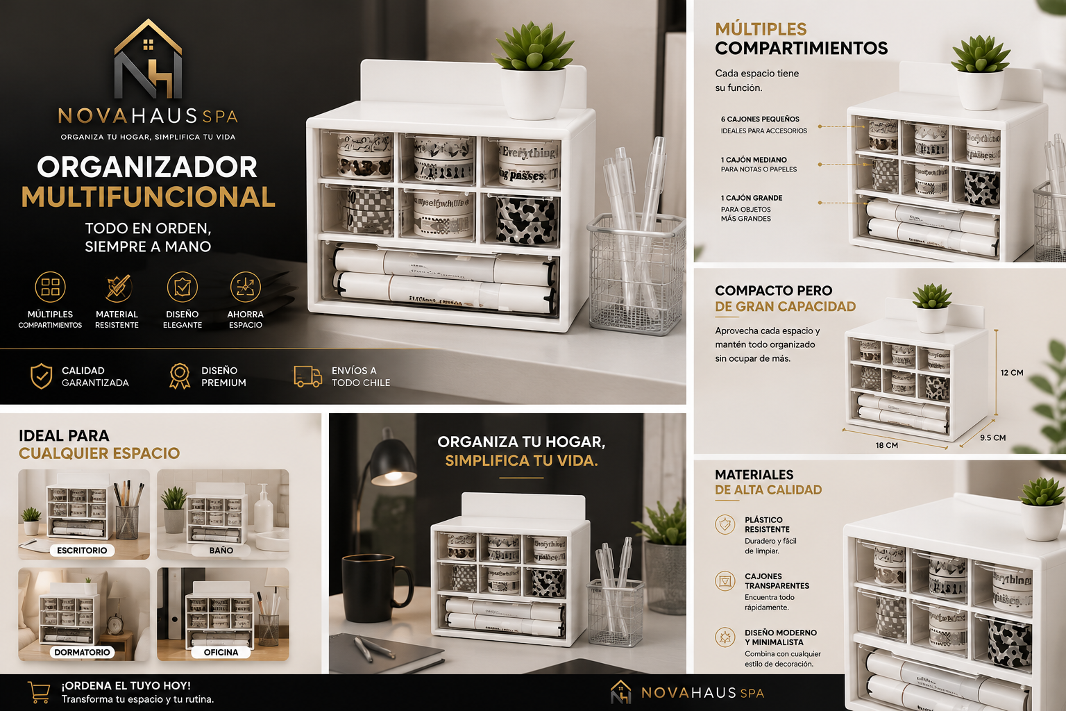 Organizador de Escritorio Mini Acrílico Aesthetic – ¡Ideal Papelería y Joyas! ✨